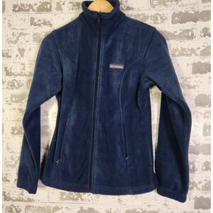 Columbia Sportswear Company Fleece Jacket Navy Blue Full Zip‎ Women XS Soft Cozy